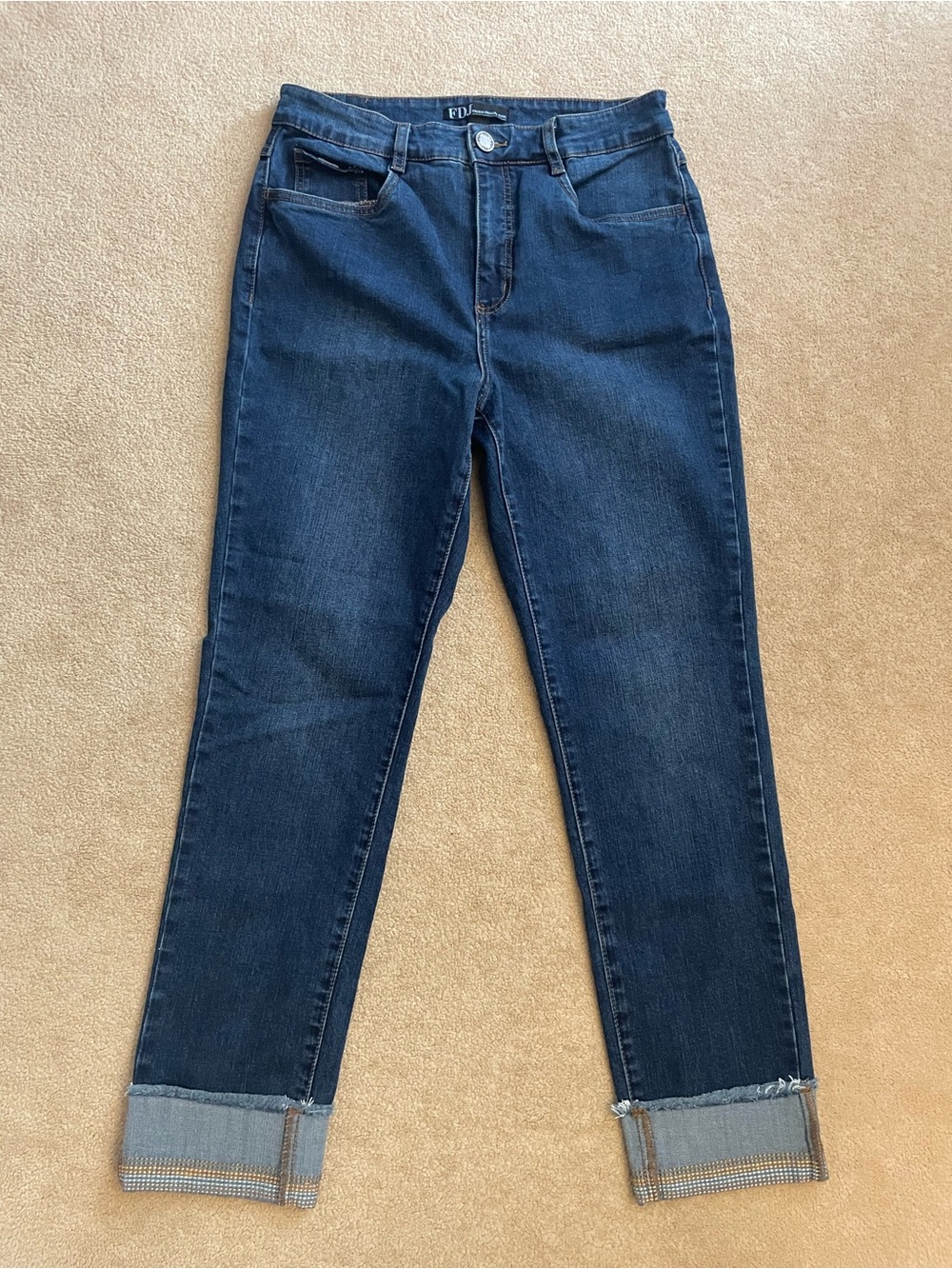FDJ Dark Blue Boyfriend Jeans with Cuffed Hem